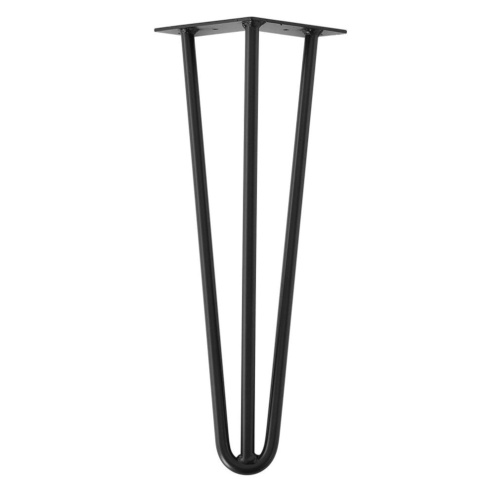 Zwarte massieve 3-punt hairpin tafelpoot 40 cm