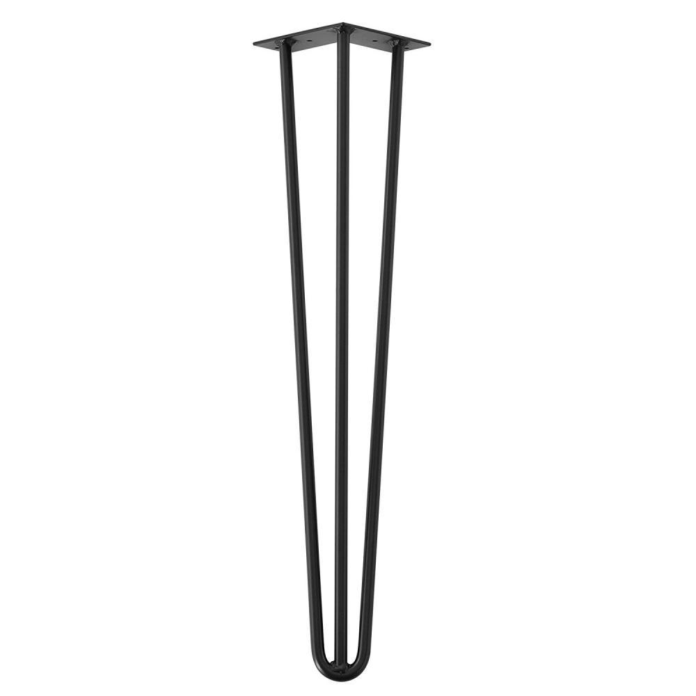 Zwarte massieve 3-punt hairpin tafelpoot 65 cm