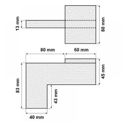 RVS / INOX design hoekprofiel meubelpoot 12 cm