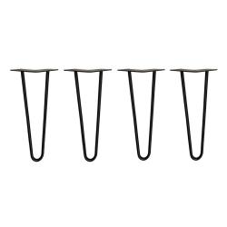 Zwarte massieve 2-punt hairpin tafelpoot 40 cm (set van 4 stuks)